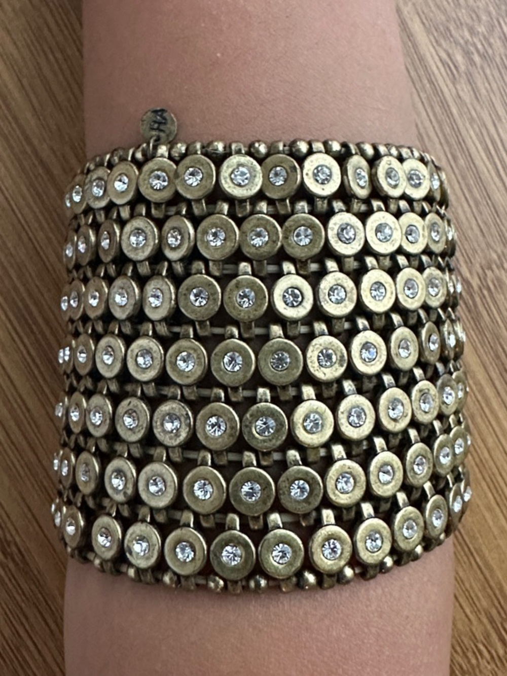Gold-Tone Crystal Accent Wrap Cuff Bracelet - Brand Unspecified